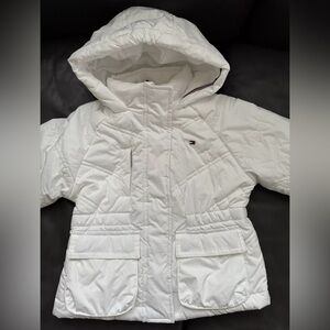 Tommy Hilfiger White Down Jacket Autumn Spring Kids Unisex 2-3T Pre Owned